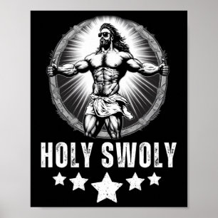 Poster Jésus musculation Fitness Saint Swoly Drôle Gym 1