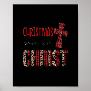 Poster Jésus Noël commence avec Christian Leopard Red