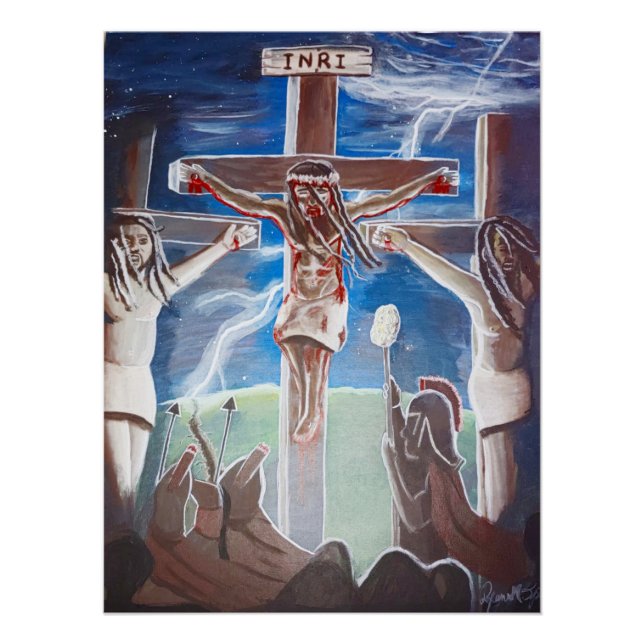 Poster Jésus Noir Crucifié (Devant)