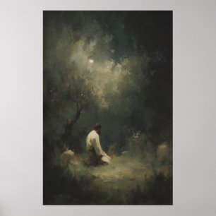 Poster Jésus priant dans le jardin de Gethsémani, mur chr