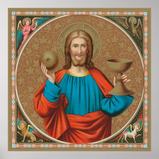 Poster Jésus qui maintient l'Eucharistie (SNV 050) (Devant)