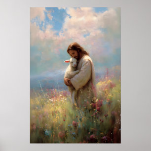 Poster Jésus quitte les 99 Jésus et brebis perdue Wildflo