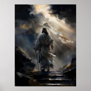 Poster Jésus Randonnée La Montagne