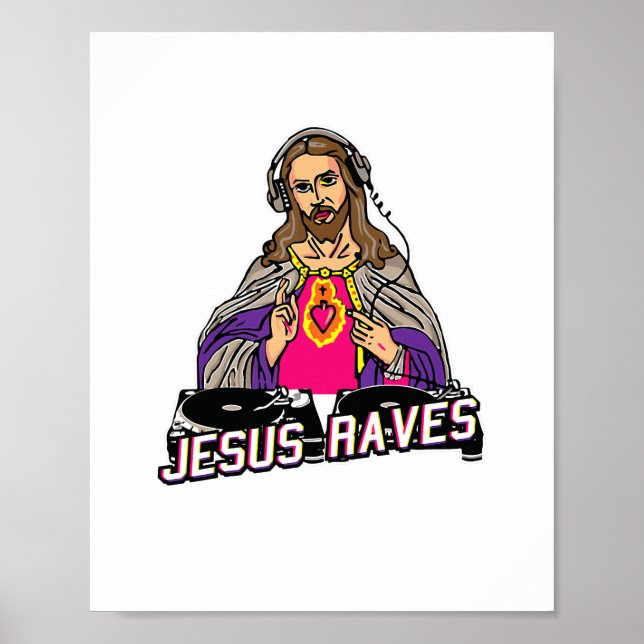 Poster Jesus Raves Christmas EDM Music X-Mas Party Christ (Devant)
