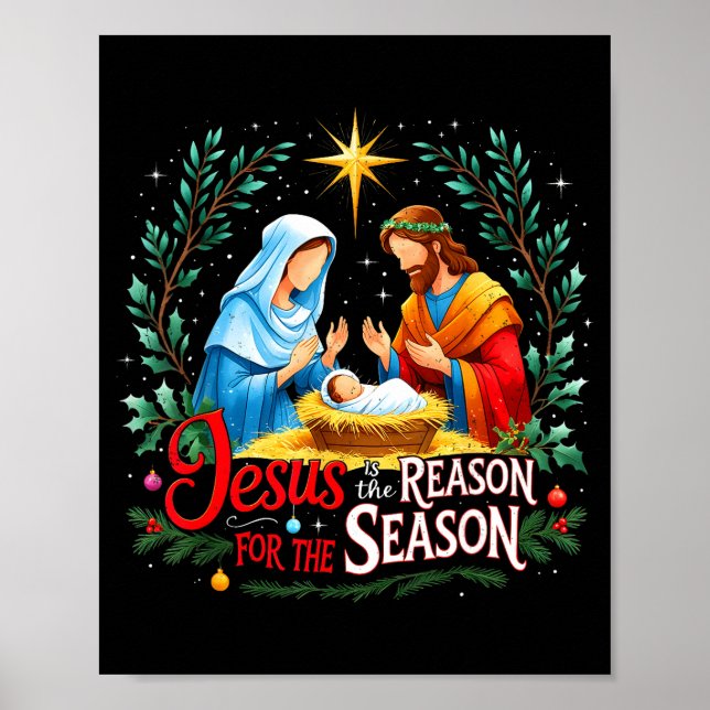 Poster Jesus Reason For The Season Nativity Christmas Des (Devant)