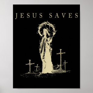 Poster Jésus Sauve Croix De Foi Chrétienne Religieux Vint