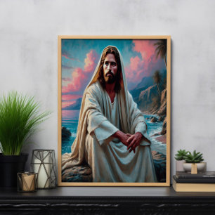 Poster Jésus Sauveur de Shore dans Réflexion silencieuse