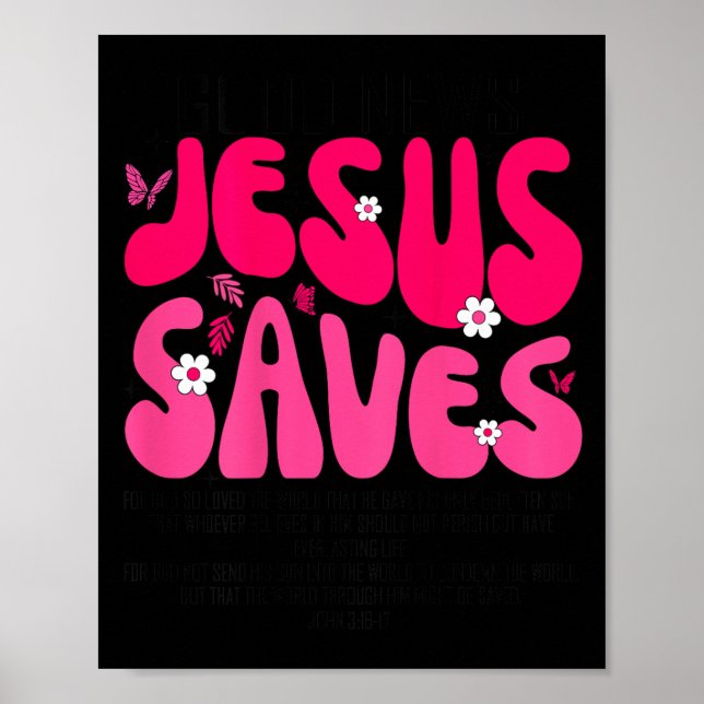 Poster Jesus Saves Bible Verse Christian Faith Religious  (Devant)