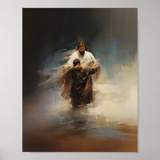 Poster Jesus Saves Peter - Bible Verset Digital Print (Devant)