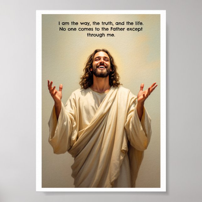 Poster Jésus souriant Je suis la Voie de la Vérité et de  (Devant)
