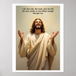 Poster Jésus souriant Je suis la Voie de la Vérité et de