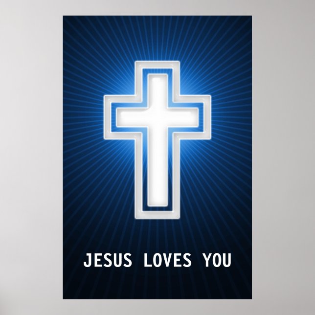 Poster Jésus t'aime | Croix religieuse (Devant)