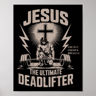 Poster Jesus The Deadlifter Funny Christian Gym Workout