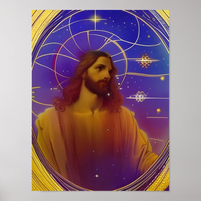 Poster Jésus Verre tendu AI Art généré (Devant)