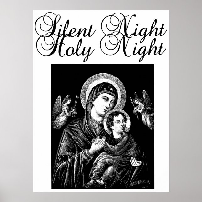 Poster Jésus Vierge Marie Silencieuse Nuit Art de Noël (Devant)