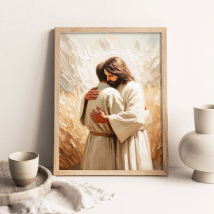 Poster Jésus vous aime, Art chrétien, Jésus Christ câlins