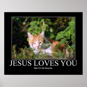 Poster Jésus vous aime chat