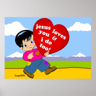 Poster Jésus vous aime et je fais aussi !