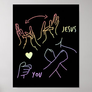 Poster Jésus vous aime Langue des signes Langue des signe