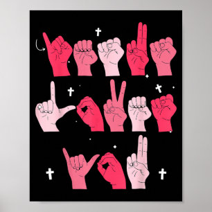 Poster Jesus vous aime Signe de la langue des signes chré