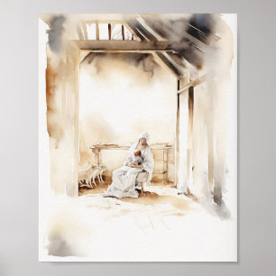 Poster Jesus Watercolor Art Imprimer - Serene Religion Ho