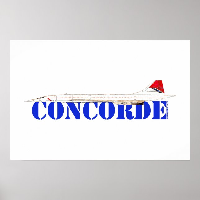 Poster Jet Concorde avec texte bleu gras (Devant)
