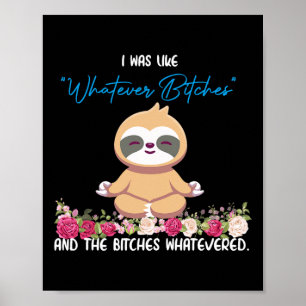 Poster J'étais Comme Tee Sloth Yoga Méditation Machine à