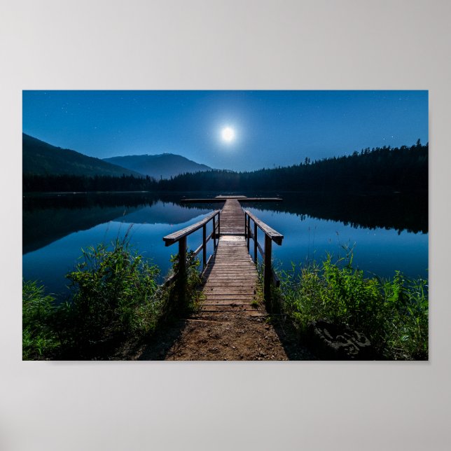 Poster Jetée de nuit sous une Pleine lune (Devant)