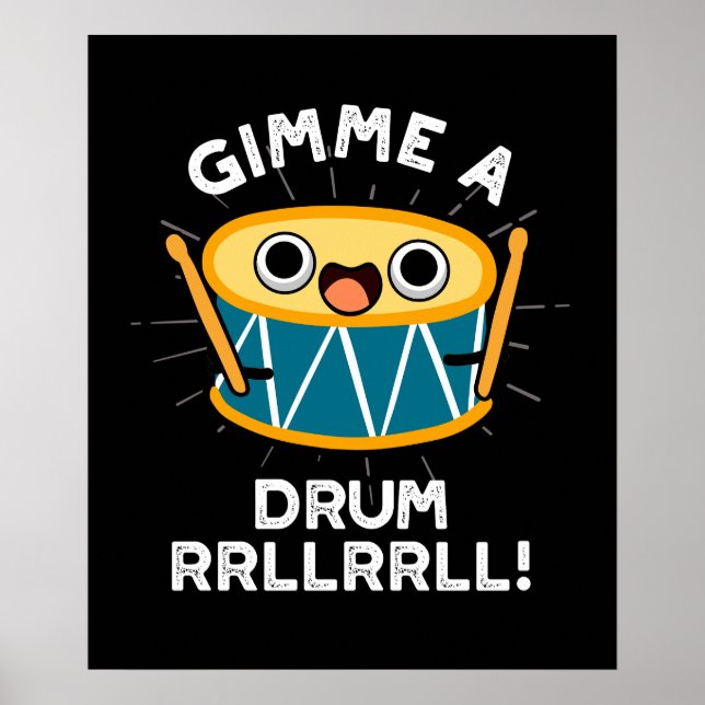 Poster Jeter Un Tambour RRLLRRLL Funny Drummer Pun Dark B (Devant)