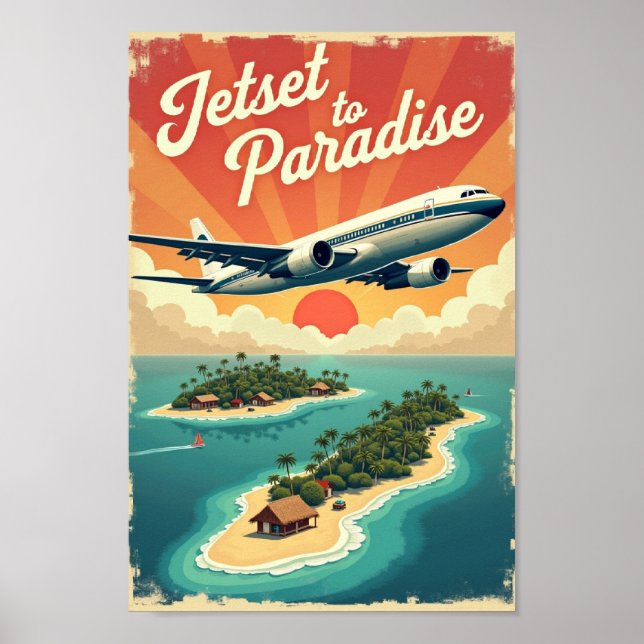 Poster Jetset to Paradise – Vintage 60s Tropical Flight (Devant)