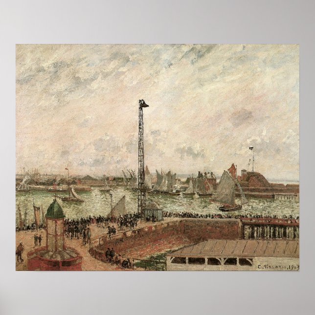 Poster Jetty, Le Havre, Misty de Camille Pissarro (Devant)