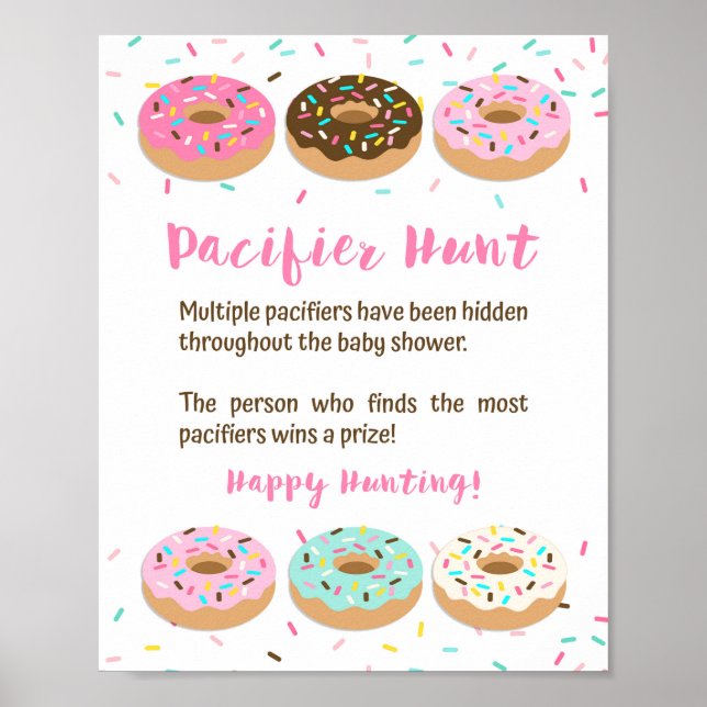Poster Jeu Baby shower chasse Pacifique Signal beignets r (Devant)