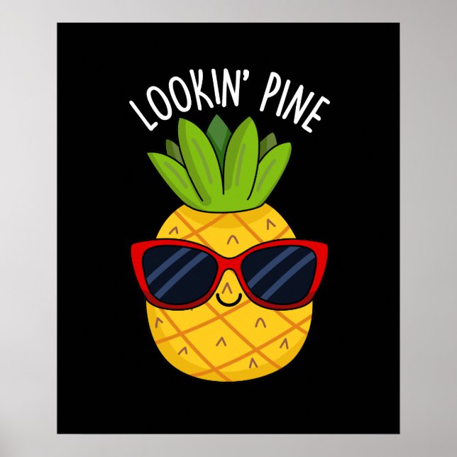Poster Jeu d'ananas drôle de pin à regarder BG foncé (Devant)