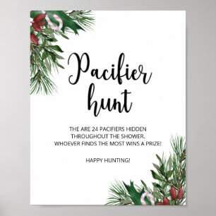 Poster Jeu de baby shower à feuillage persistant de chass