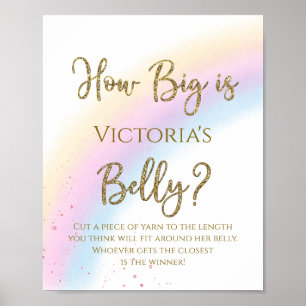 Poster Jeu de Baby Shower "Arc-en-ciel, Quelle est la tai