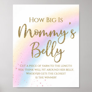 Poster Jeu de Baby Shower "Arc-en-ciel, Quelle est la tai