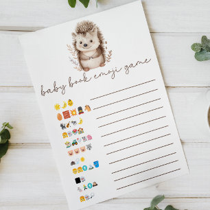 Poster Jeu de Baby Shower avec un Livre et un Hérisson Mi