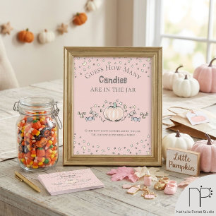 Poster Jeu de Baby Shower Combien de Bonbons Citrouille R