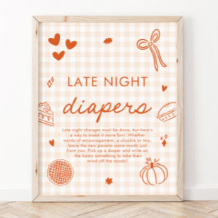 Poster Jeu de Baby Shower Couches de Nuit Tardives Fall C
