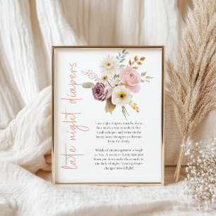 Poster Jeu de Baby Shower Couches Florales Douces de Nuit