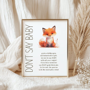 Poster Jeu de Baby Shower 'Cute Little Fox Dont Say Baby'