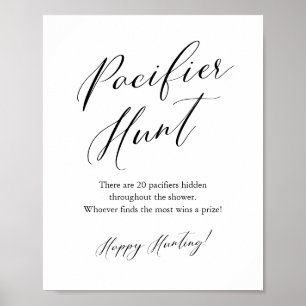 Poster Jeu de Baby shower de chasse à la calligraphie noi