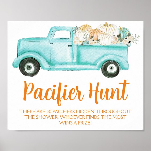 Poster Jeu de Baby shower de chasse à la menthe Citrouill (Devant)