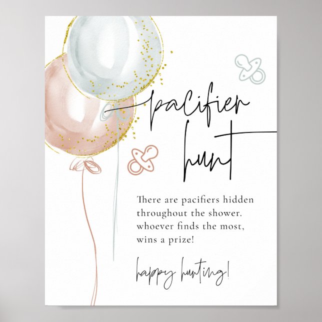 Poster Jeu de Baby shower de chasse à la pacifier révélat (Devant)