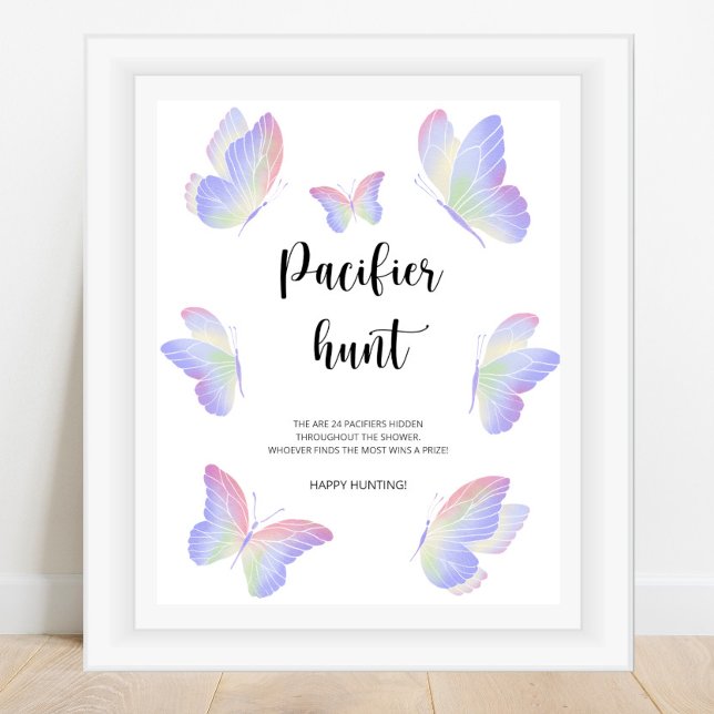 Poster Jeu de baby shower de chasse à la tétine papillon (Créateur téléchargé)