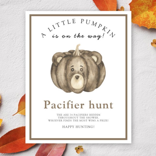 Poster Jeu de baby shower de chasse à l'ours citrouille (Créateur téléchargé)