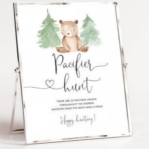 Poster Jeu de baby shower de chasse à l'ours des bois