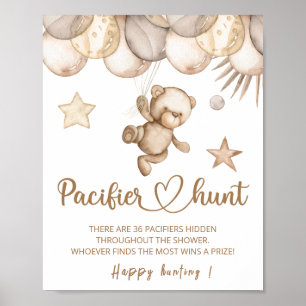 Poster Jeu de baby shower de chasse à l'ours en peluche