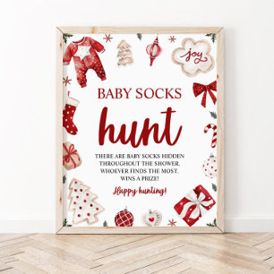 Poster Jeu de Baby shower de chasse aux bêtes de Noël d'h