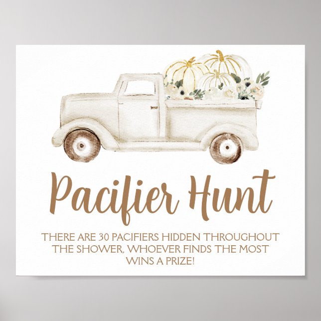 Poster Jeu de Baby shower de chasse Citrouille beige (Devant)